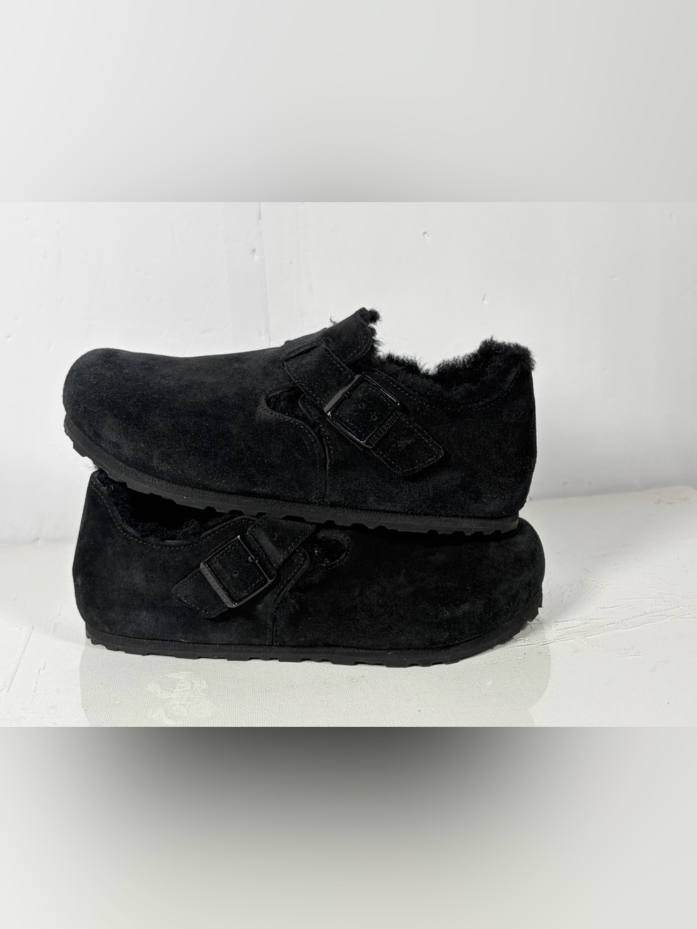 Birkenstock Boston Shearling Black Suede Clogs EU 37 US 6-6.5 Fur Lined - Picture 7 of 10